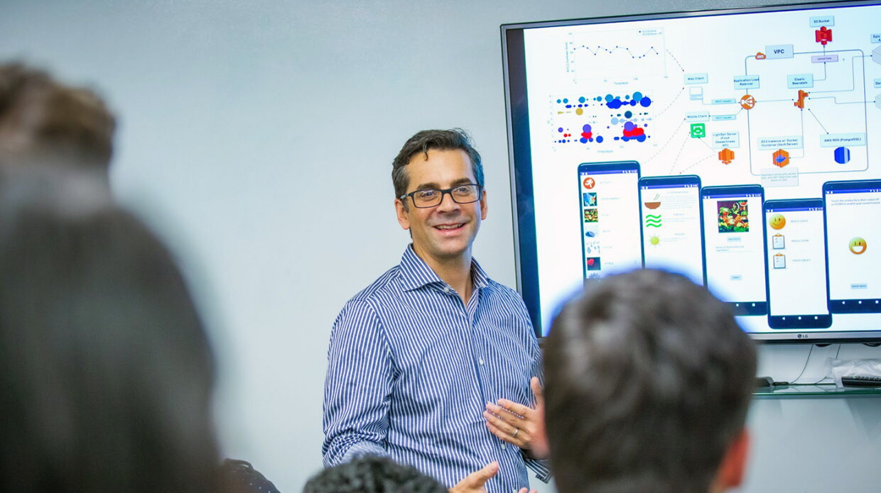 Gari Clifford is the tenured chair of the Department of Biomedical Informatics at Emory University and a professor of biomedical engineering at Georgia Institute of Technology. Clifford, an Amazon Research Award recipient, is seen here speaking at Emory University.